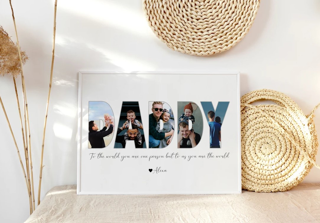 Personalized Daddy To The World You Are One Person But To Us You Are The World Poster Canvas Custom Photo Poster Canvas Fathers Day Gift